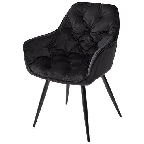 фото Стул malta ( 2 шт. ) мягкий, для кухни, для гостиной, цвет черный, на черном металлическом каркасе, со спинкой, велюр / bluvel-19 / (м сити) m-city m city
