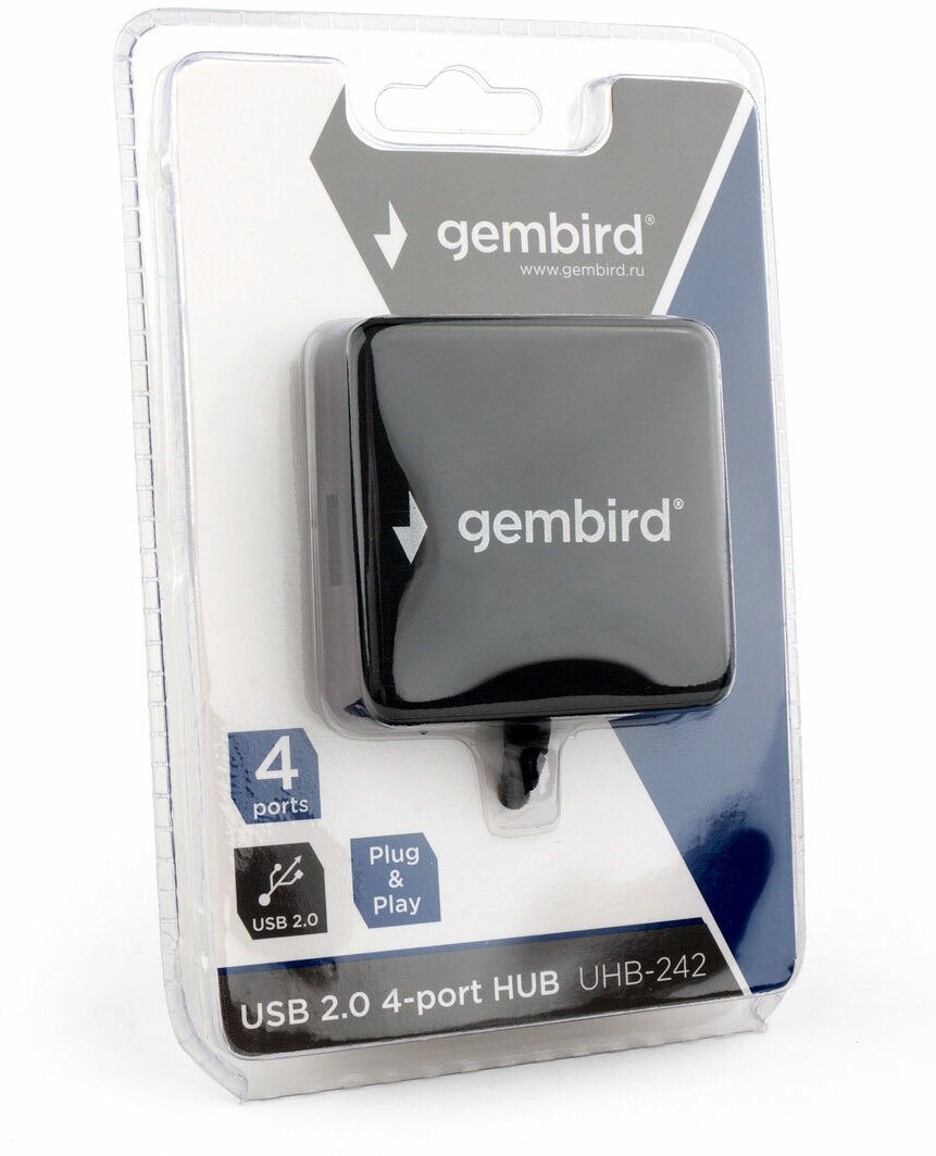 USB hub USB 2.0 Gembird UHB-242 4 x USB 2.0 черный - фото №3
