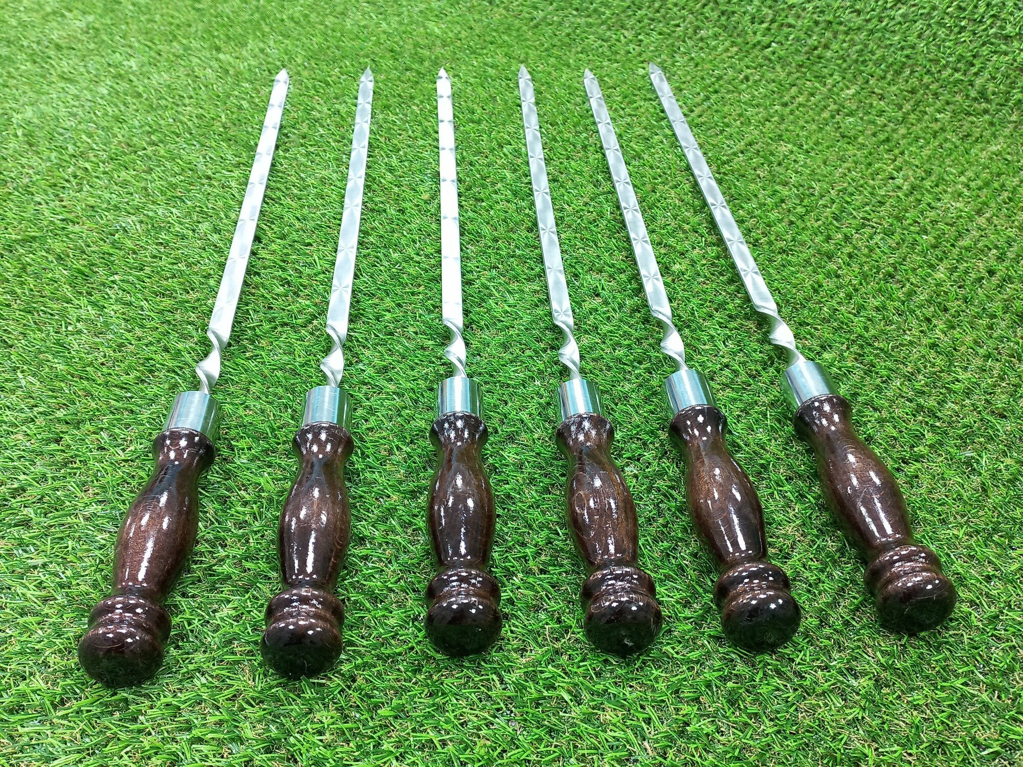 Шампуры с деревянной ручкой Блэк 6 шт+нож /набор шампуров/Шашлычный набор - фотография № 3