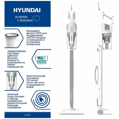 Пылесос вертикальный проводной Hyundai H-VCH02 314400₽