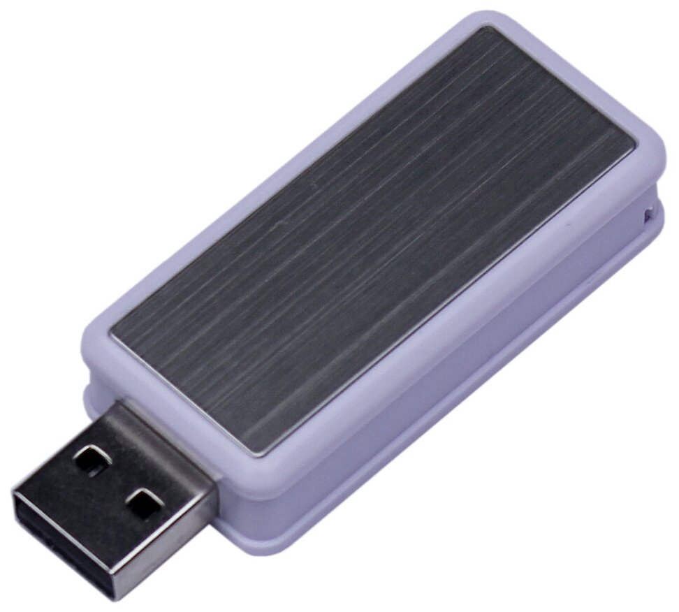 Прямоугольная выдвижная пластиковая флешка для нанесения логотипа (4 Гб / GB USB 2.0 Белый/White 034)