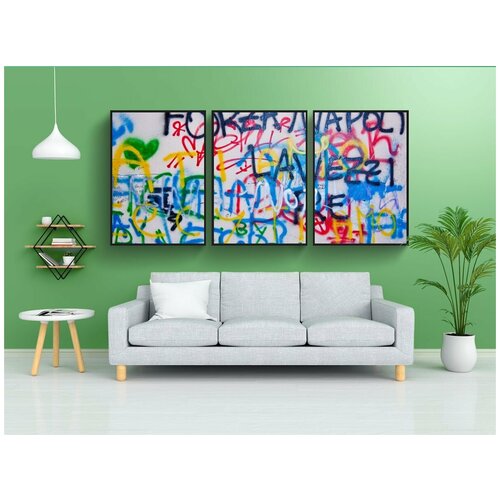 фото Набор модулных постеров для интерьера "граффити, стена, гранж" 60x90 см. в тубусе, без рамки lotsprints