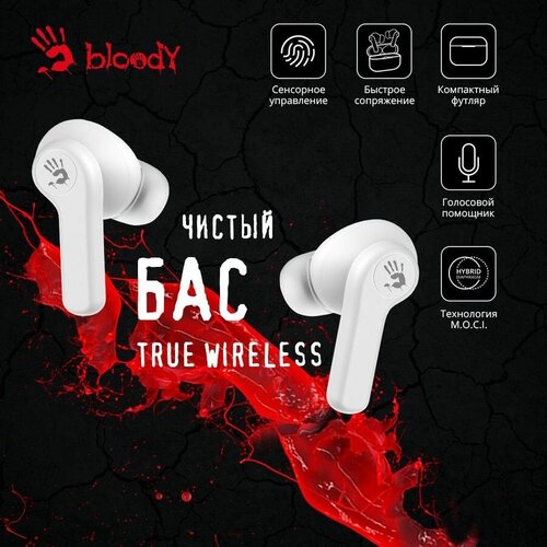 Наушники A4TECH Bloody M30, Bluetooth, вкладыши, белый [m30 (white)]