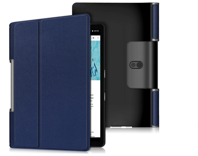 Чехол-обложка MyPads для Lenovo Yoga Smart Tab YT-X705F тонкий умный кожаный на пластиковой основе с трансформацией в подставку синий