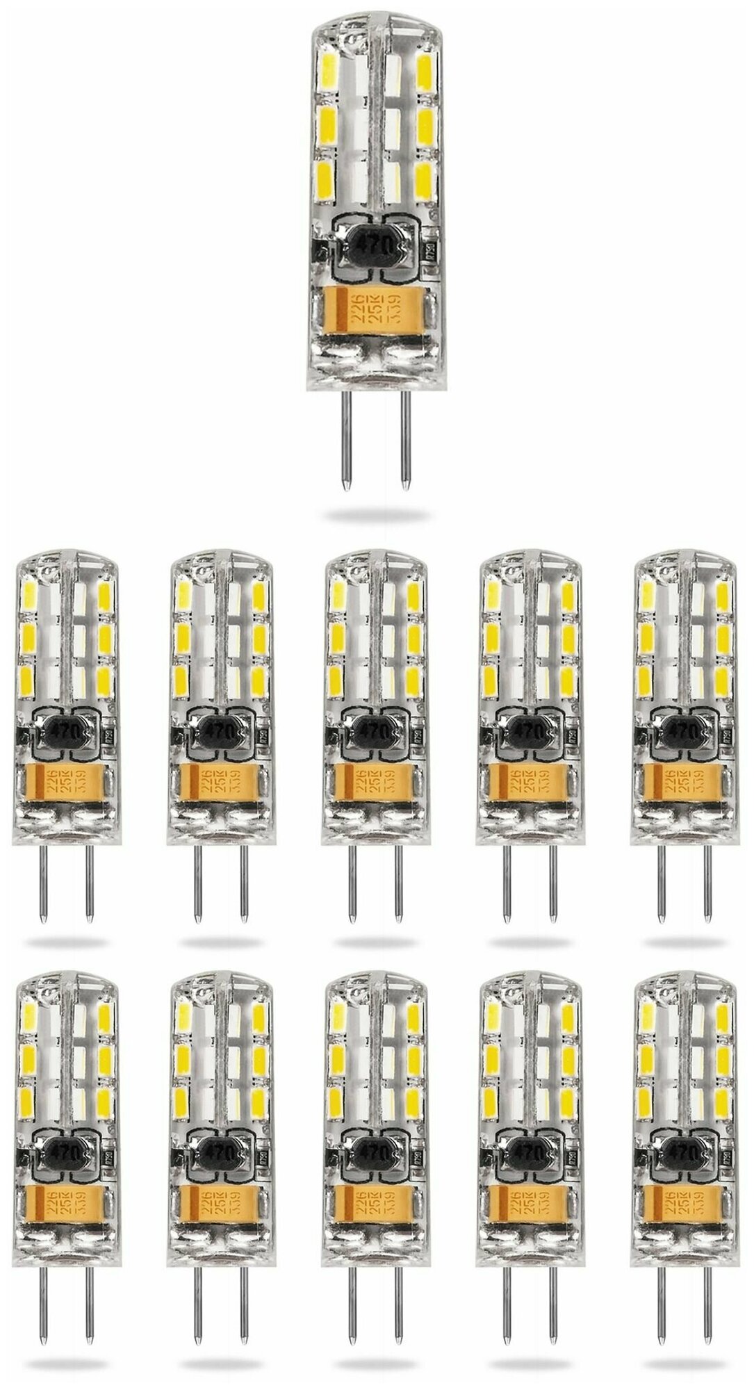 Лампочка светодиодная Feron 2W 12V Капсула G4 прозрачная 420Лм 4000К 12В , упаковка 10шт.