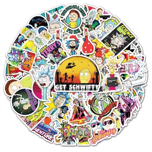 фото Набор наклеек рик и морти 51шт./rick and morty sticker pack 51pcs /стикеры самоклеящиеся sticker bombing