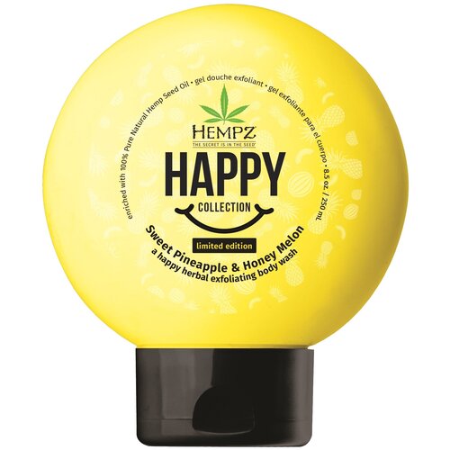 Hempz Happy Collection Sweet Pineapple & Honey Melon a Happy Herbal Exfoliating Body Wash - Гель-скраб для душа «Счастье» Ананас и Медовая Дыня 250 мл