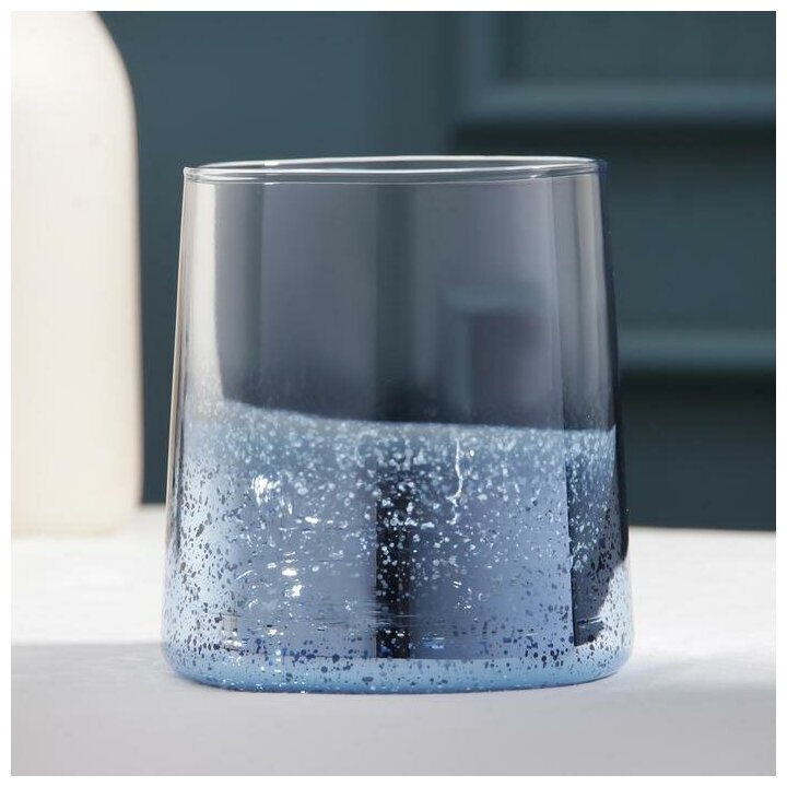 фото Стакан стеклянный «Мерцание», 200 мл, 7,5×8,5 см, цвет синий