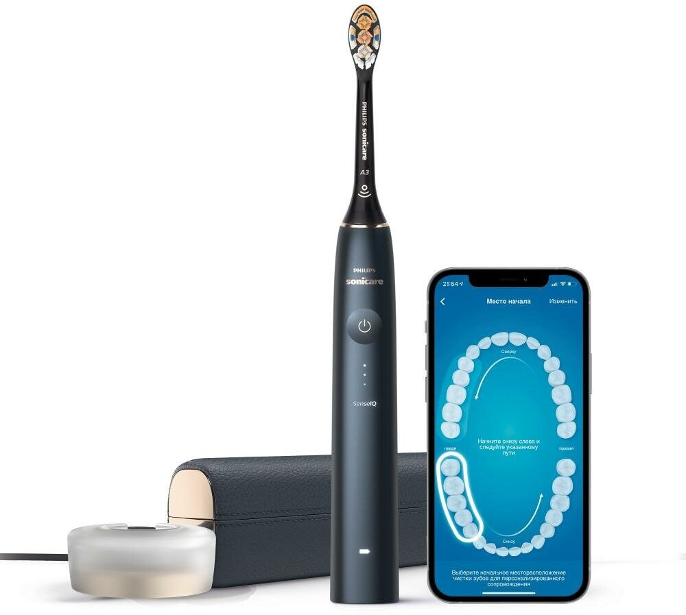 PHILIPS Звуковая зубная щетка Philips Sonicare 9900 Prestige HX9992/12, темно-синий