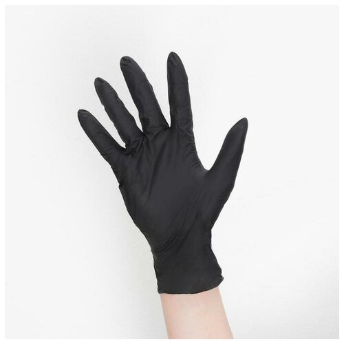 Перчатки хозяйственные нитриловые Household Gloves, текстурированные на пальцах, размер L, 3 гр, цвет чёрный