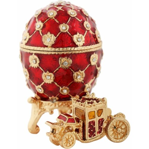 Яйцо-шкатулка в стиле Фаберже Коронационное, красное, 6см