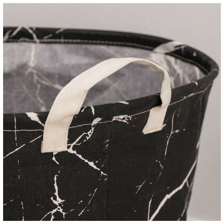 Корзина бельевая текстильная Доляна «Мрамор», 35×45 см, цвет чёрный - фотография № 2