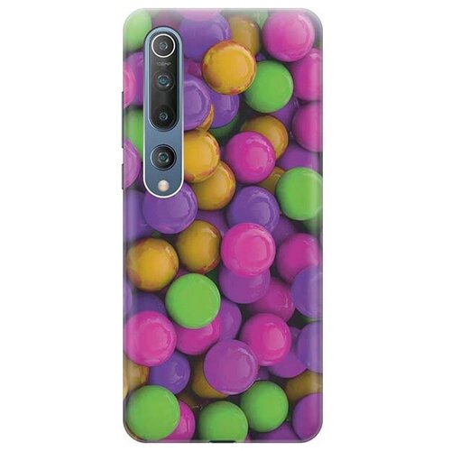 фото Ультратонкий силиконовый чехол-накладка для xiaomi mi 10 с принтом "разноцветные драже" gosso