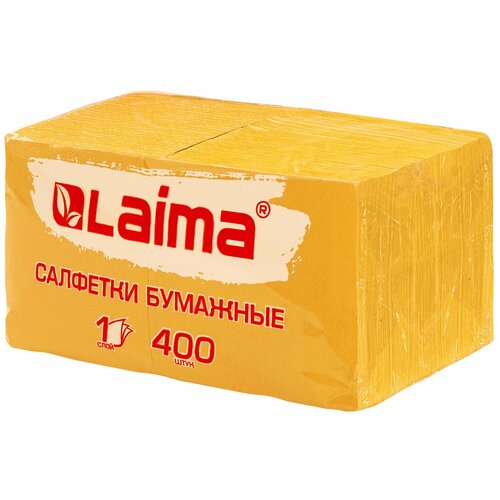 Салфетки бумажные 400 шт, 24х24 см, Big Pack, жёлтые, 100% целлюлоза, LAIMA, 114726 салфетки laima 128077 комплект 8 шт