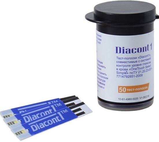 Тест-полоски Diacont 1 для глюкометров One Touch 50 шт