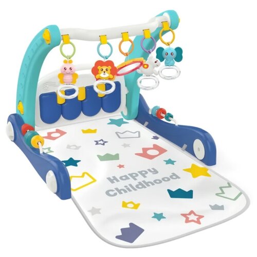 фото Babycare ходунки flash 2 в 1, развивающий коврик-пианино, игрушки, свет, звук, синий
