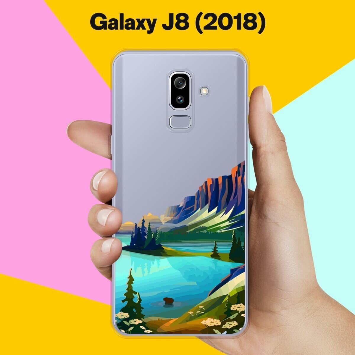 Силиконовый чехол на Samsung Galaxy J8 (2018) Озеро и горы / для Самсунг Галакси Джи 8 2018