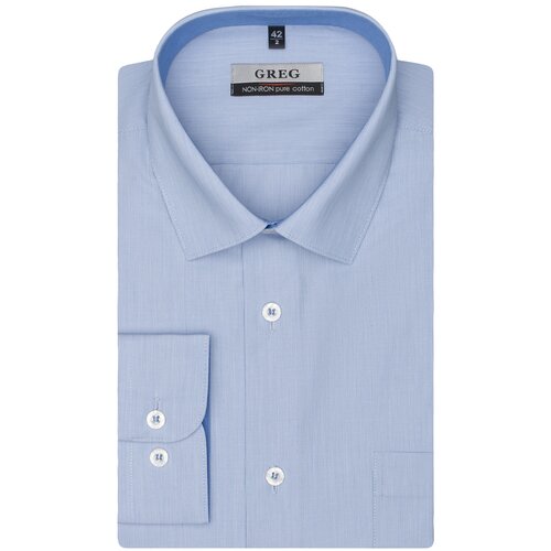 фото Рубашка мужская длинный рукав greg 121/111/0048/1_gb, прямой силуэт / сlassic fit, цвет белый, рост 174-184, размер ворота 46