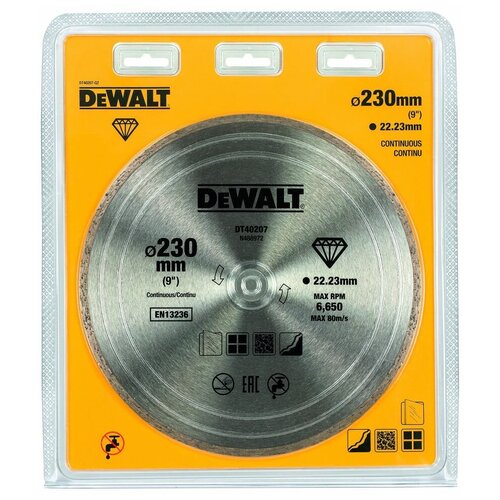 фото Диск алмазный 230x22,2мм dt40207 dewalt сплошной по керамике