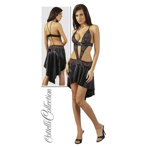Асимметричное платье от немецкого бренда Cottelli Collection, украшенное розовой вышивкой