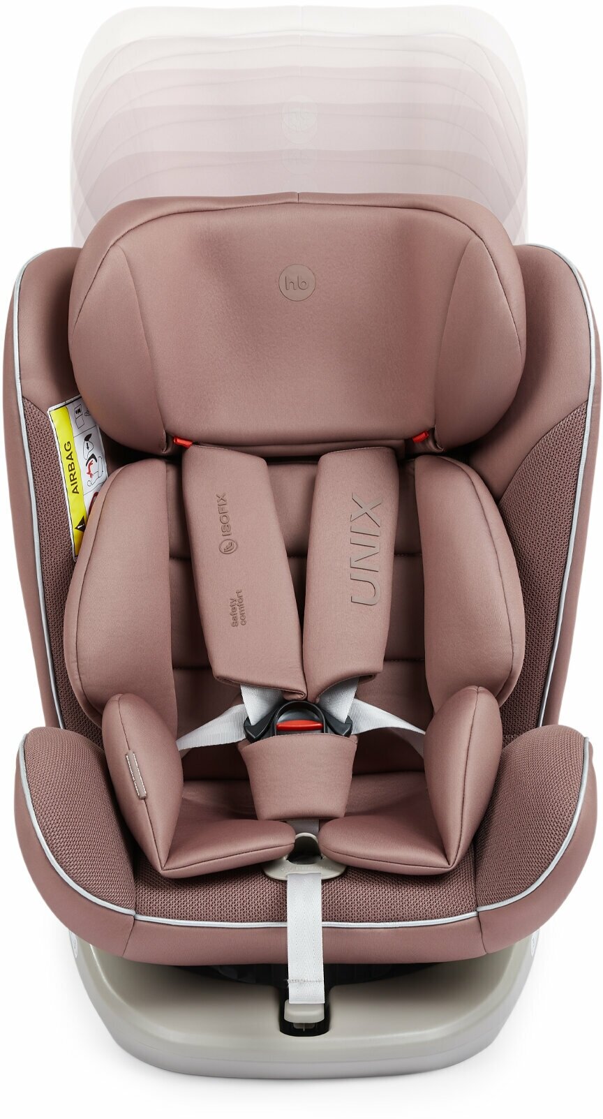 Автокресло детское от 0 до 12 лет Unix Happy Baby группа 0+/1/2/3 (до 36 кг), крепление isofix, поворотная база, розовый