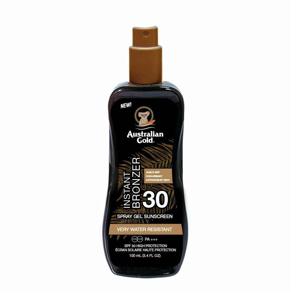 Australian Gold Лосьон для загара SPF 30 Spray Gel With Bronzer, 100мл