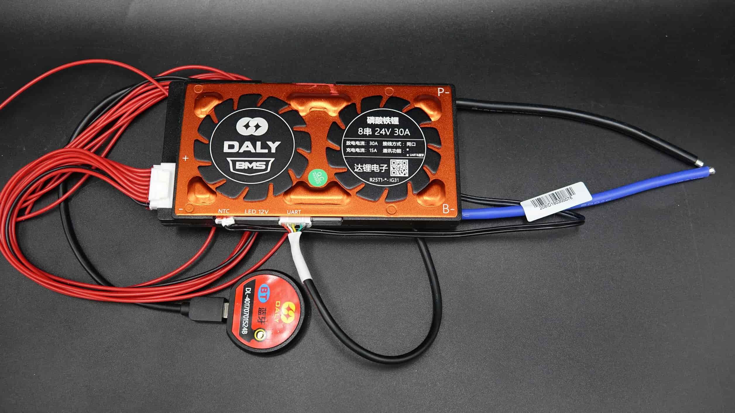 8S Умная Плата защиты Smart BMS DALY Lifepo4 30A c Bluetooth, Водозащищенная, общий порт заряда-разряда