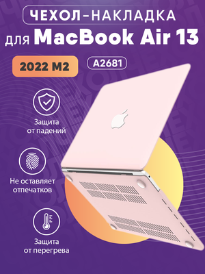 Чехол-накладка для MacBook Air 13,6 (2022) M2 A2681 розовый