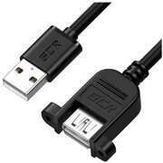 Удлинитель Greenconnect GCR-52446 1.0m USB AM/AF крепление под винт, черный