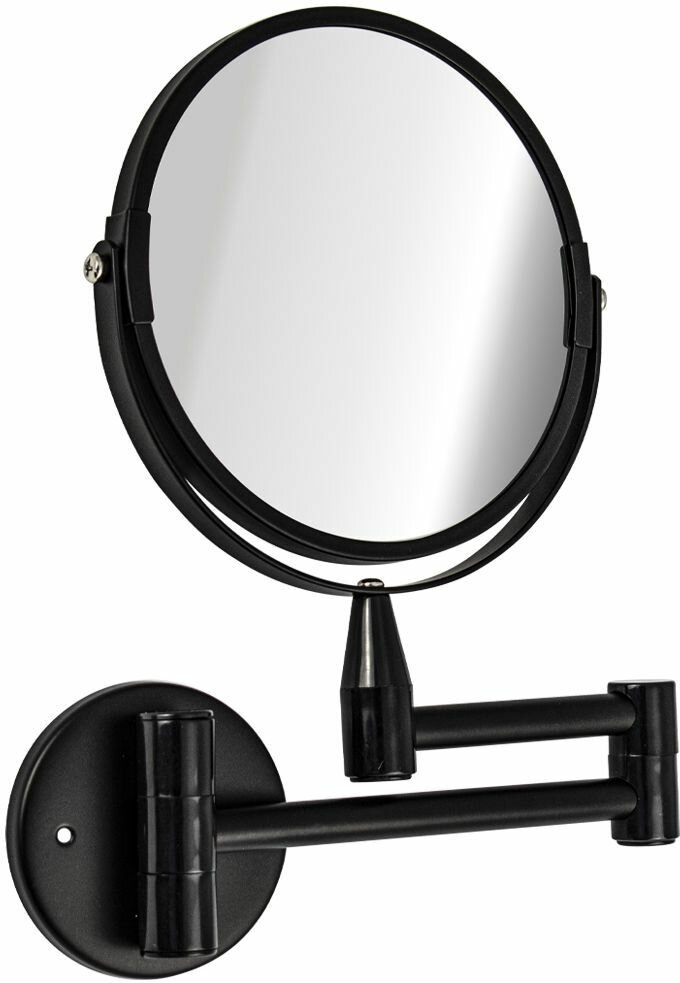 фото Зеркало косметическое настенное, раздвижное, на коленце, нержавеющая сталь, цвет черный