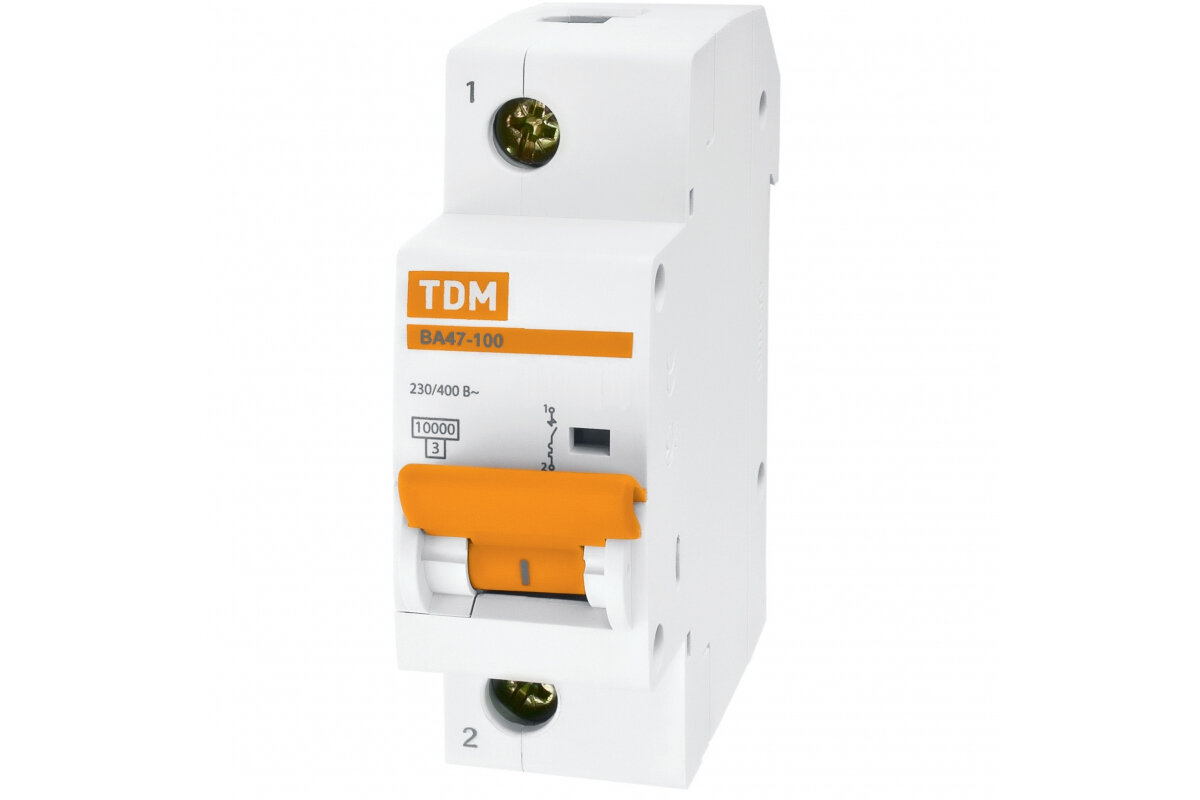 Автоматический выключатель Tdm Electric ВА47-100 1Р 100А 10кА х-ка С (SQ0207-0055)