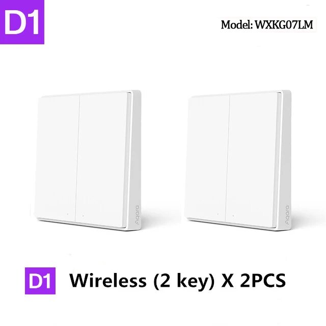 Беспроводной настенный выключатель ZigBee Aqara, 2xWireless 2K D1