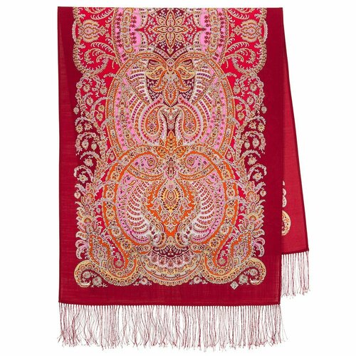 фото Шарф павловопосадская платочная мануфактура для женщин,150х60 см, one size, красный