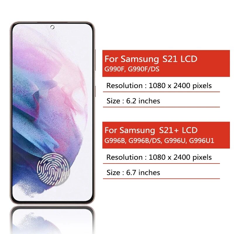 Super AMOLED для Samsung S21 Plus S21 + 5G G996 G9960 G996F ЖК-сенсорный экран дигитайзер для samsung S21 G991 G990F рамка дисплея, S21Plus Black Frame — фото 1