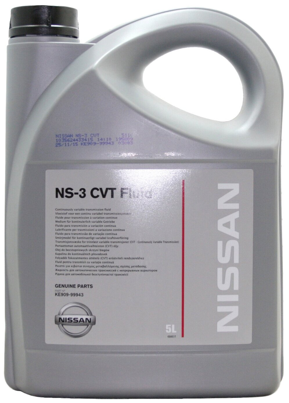 Масло трансмиссионное NISSAN для АКПП CVT FLUID NS-3 (5л) KE90999943R (Европа) NISSAN-ATF-NS3-5L