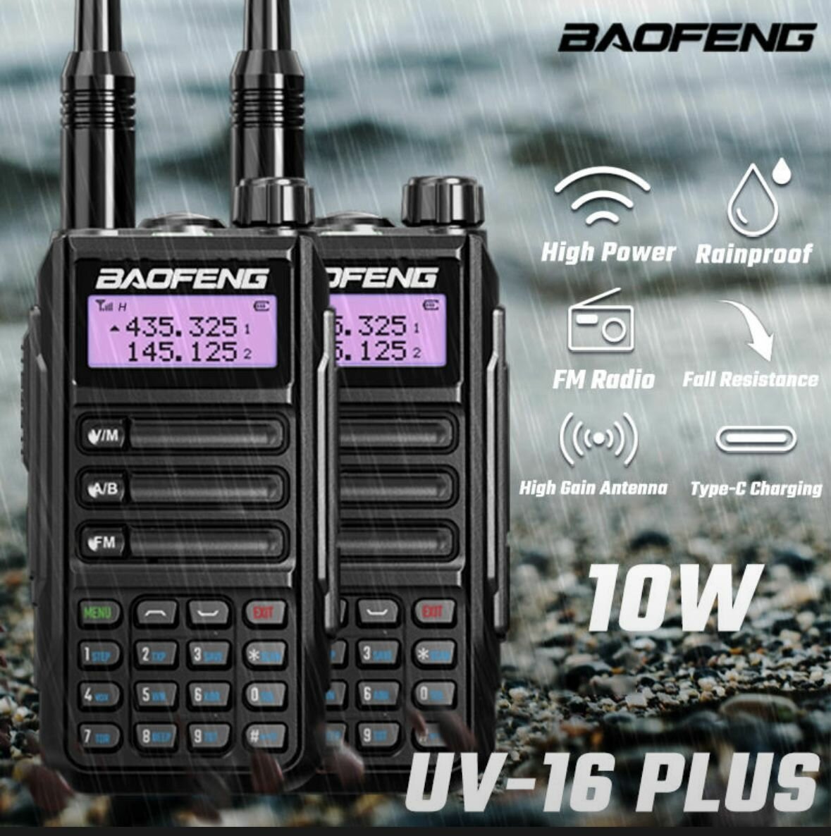 Портативная рация Baofeng UV-16 PRO 10 Ватт с гарнитурой