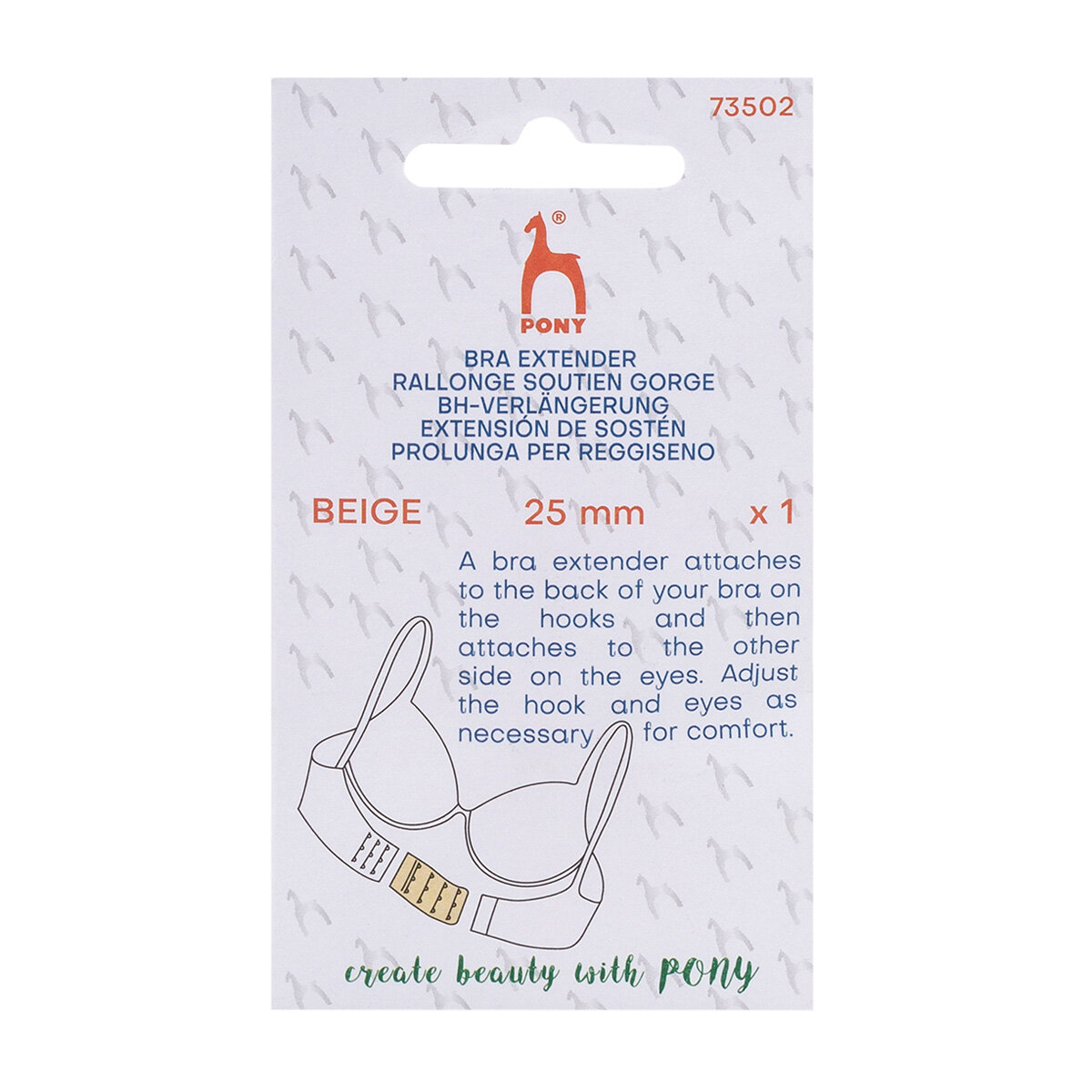 Расширитель для бюстгальтера с крючками 3x2 25 мм 1 штука бежевый Pony 73502