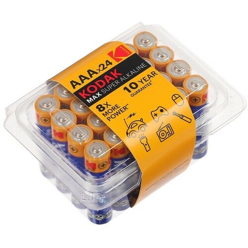 Батарейка алкалиновая Kodak Max, AAA, LR03-24BOX, 1.5В, бокс, 24 шт. батарейка алкалиновая kodak max silver oxid button cell sg1 364 sr621 sr60 блистер 10 шт kodak 9