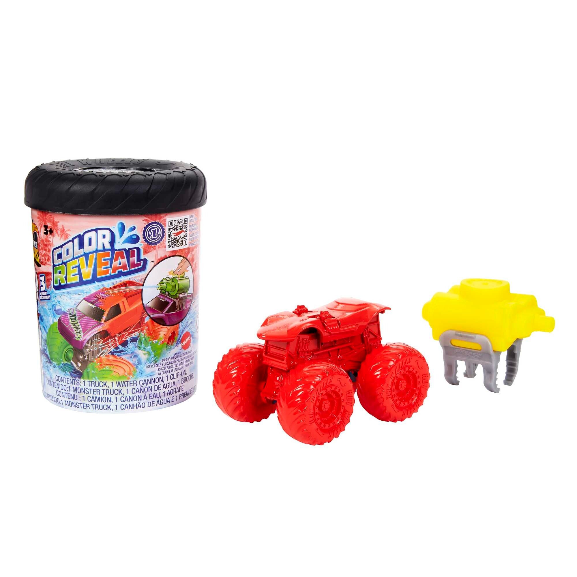 Машинка Hot Wheels Игровой набор Hot Wheels Машинка Trucks Color Reveal Монстр Трак, меняющая цвет, со съемным баком для разбрызгивания воды, HJF39 масштаб 1:64, 12 см, в ассортименте 1:64, 12 см, в ассортименте