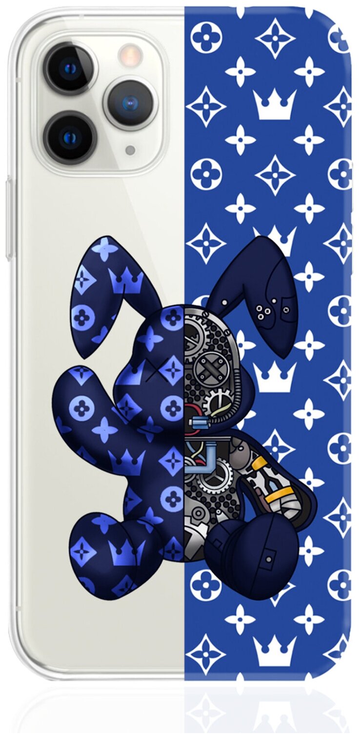 Прозрачный силиконовый чехол MustHaveCase для iPhone 11 Pro Bunny Синий для Айфон 11 Про Противоударный