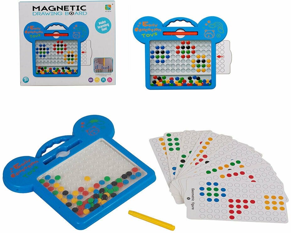 Магнитная мозаика MAGNETIC DRAWING BOARD Планшет для рисования разноцветными магнитами с шаблонами TSQ-38 Tongde