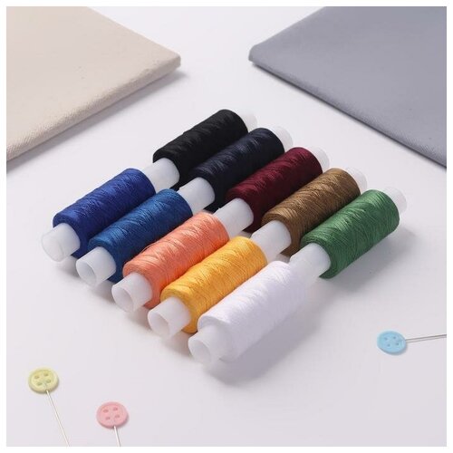фото Набор ниток 40/2, 200 м, 10 шт, цвет микс mikimarket