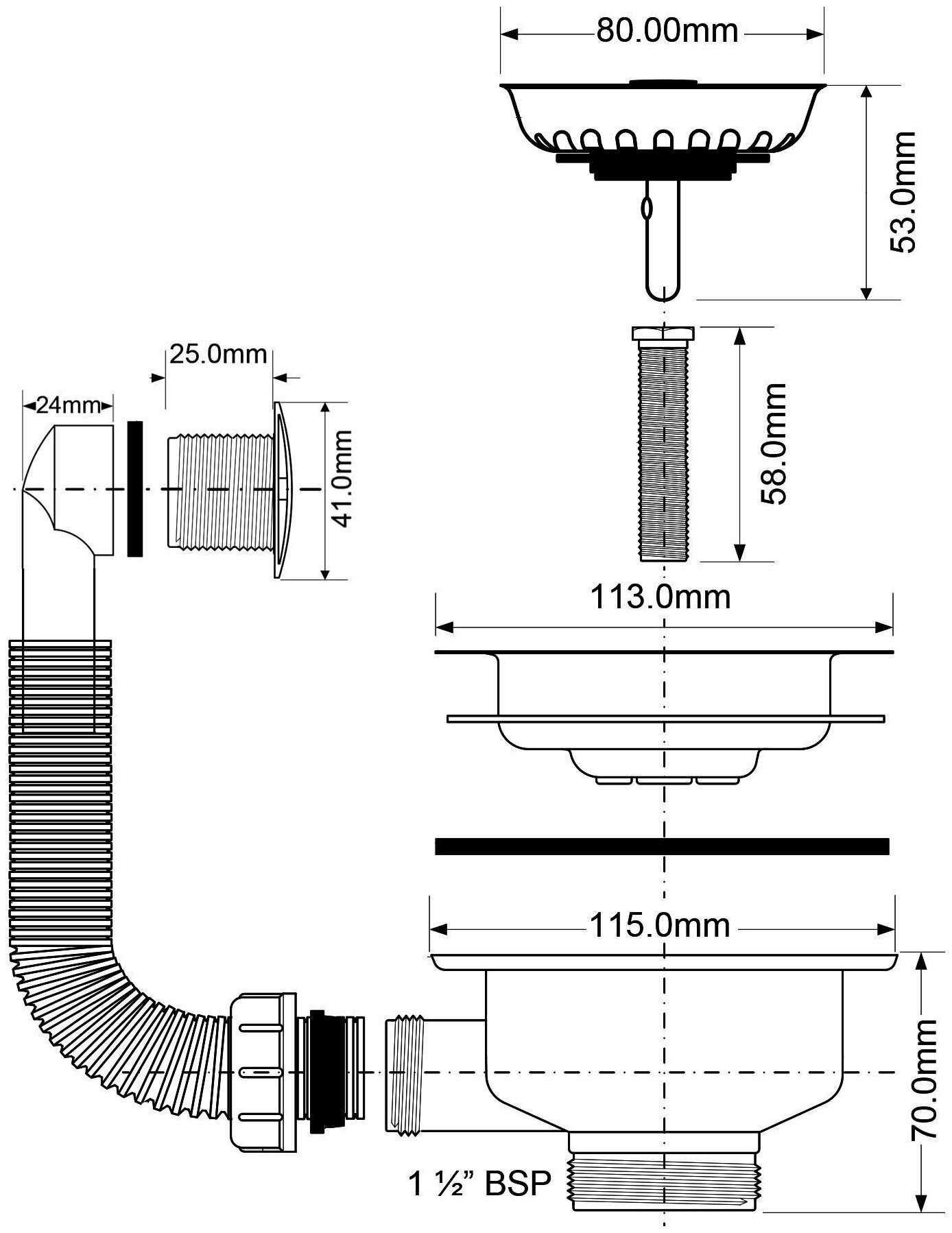 Слив-перелив для раковины McAlpine 40 мм (OF2-113S) - фотография № 4