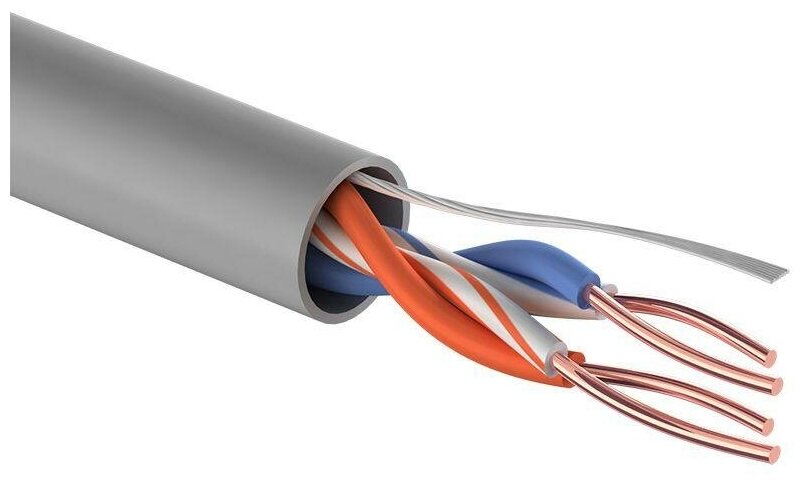 Кабель витая пара U/UTP 2х2х24AWG кат.5E solid CCA PVC сер. (м) PROCONNECT 01-0022-3