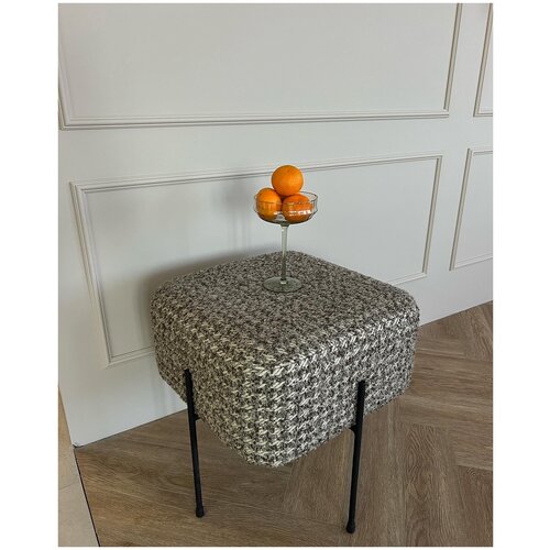 пуф квадратный гусиная лапка зеленый Букле_LUCHI