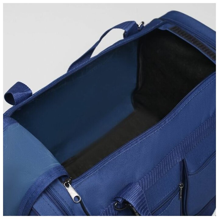 Сумка спортивная, отдел на молнии, 2 наружных кармана, длинный ремень, цвет синий - фотография № 5