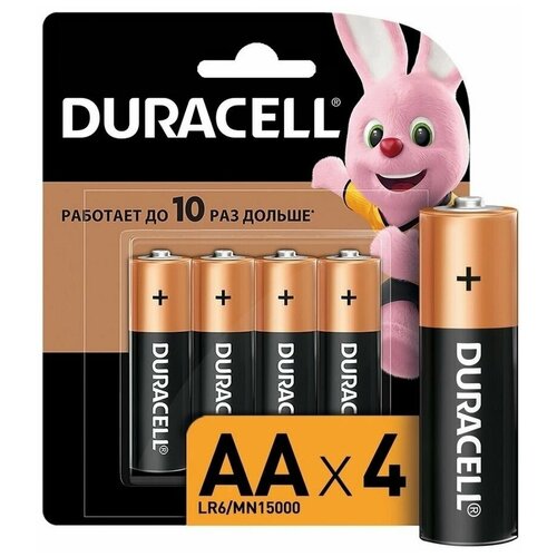 Батарейка алкалиновая Duracell Basic, AA, LR6-4BL, 1.5В, блистер, 4 шт.