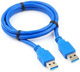 Кабель USB 3.0, AM/AM, экран, 1 м, синий, Cablexpert