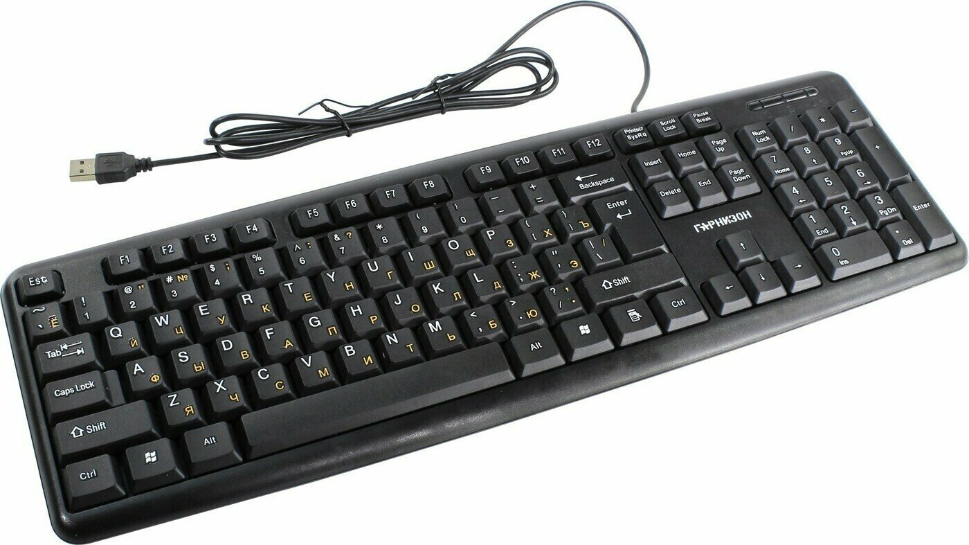 Клавиатура проводная Гарнизон GK-100 USB черный - фото №18