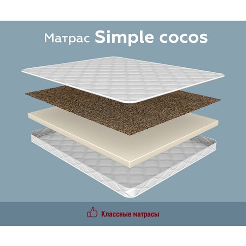 Матрас SIMPLE COCOS высота 16см для сна на диван кровать ортопедическая пена ВВ кокос стеганный жаккард (120 / 195)